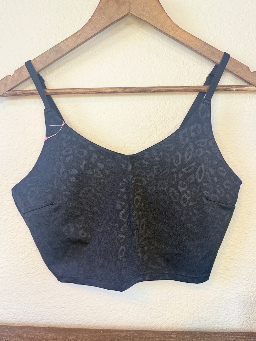 Athleta Elation V-Neck Black Embossed Longline Sports Bra, Black, Size: SP
